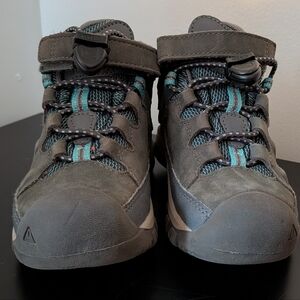 KEEN Targhee Low Kids Hiking Shoes Gray Teal Trail Outdoor US 8